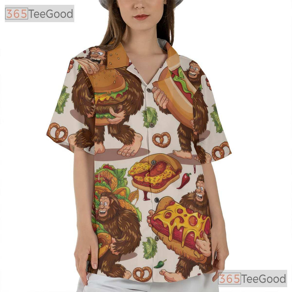 Funny Bigfoot Fast Food Hawaiian Shirt - Unisex Sasquatch Junk Food Tee
