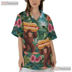 Funny Bigfoot Hot Dog Hawaiian Shirt - Men's Tropical Print Summer Tee