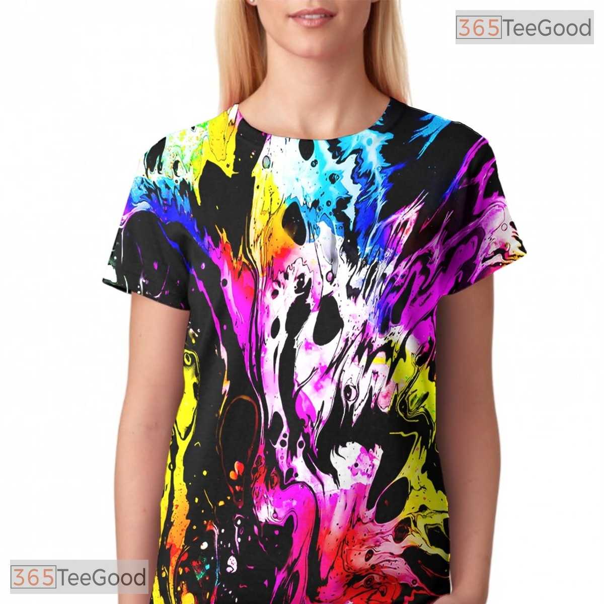 Playful Funny Color Graphic Art 3D Fashion Unisex T-Shirt For Adults And Teens