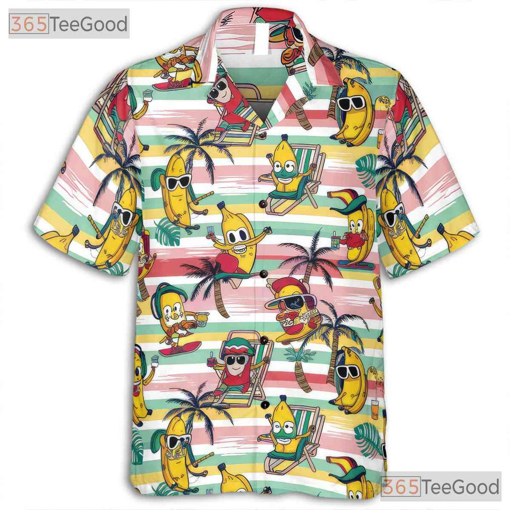 Funny Cool Cartoon Tropical Banana Hawaiian Shirt Unisex Summer Beachwear Top