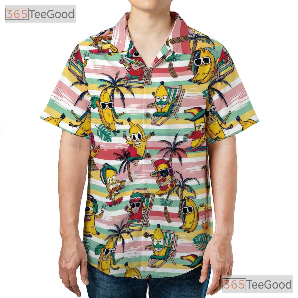 Funny Cool Cartoon Tropical Banana Hawaiian Shirt Unisex Summer Beachwear Top