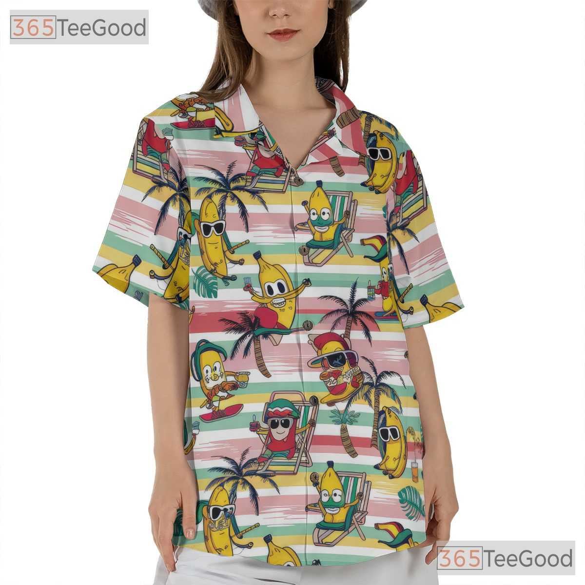 Funny Cool Cartoon Tropical Banana Hawaiian Shirt Unisex Summer Beachwear Top