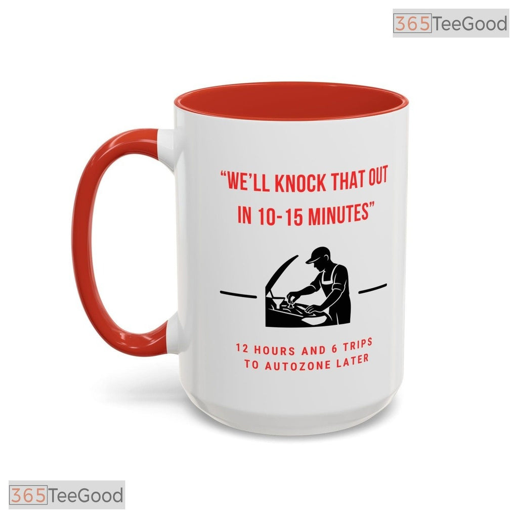 Funny Dad Mechanic Humor Accent Mug - Humorous Garage Handyman Gift Ceramic Coffee Cup