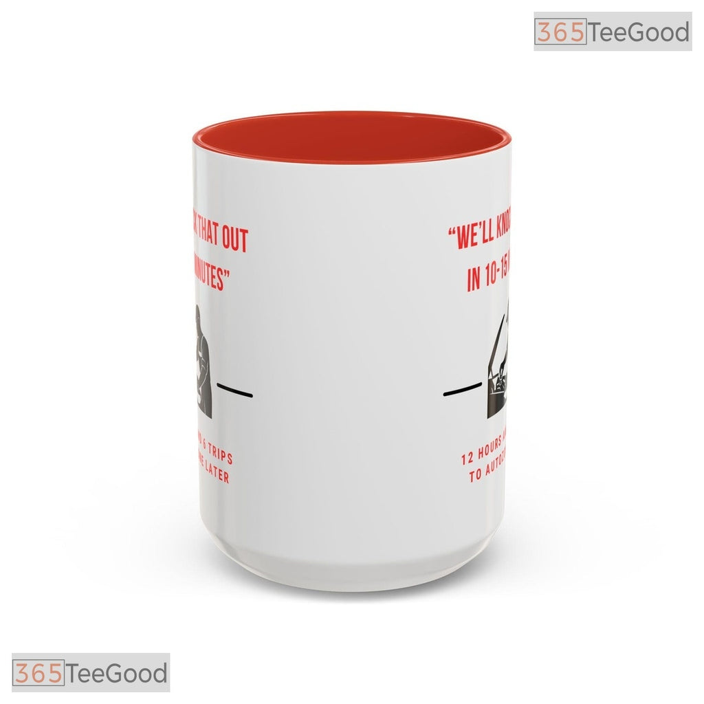 Funny Dad Mechanic Humor Accent Mug - Humorous Garage Handyman Gift Ceramic Coffee Cup