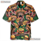Funny Dinosaur Taco Party Hawaiian Tee - Adult Tropical T-Rex Aloha Shirt