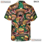Funny Dinosaur Taco Party Hawaiian Tee - Adult Tropical T-Rex Aloha Shirt