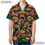 Funny Dinosaur Taco Party Hawaiian Tee - Adult Tropical T-Rex Aloha Shirt