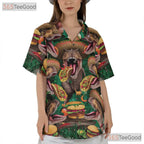 Funny Dinosaur Taco Party Hawaiian Tee - Adult Tropical T-Rex Aloha Shirt