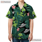 Funny Green Alien Hawaiian Shirt- Unisex UFO Extraterrestrial Beach Luau Top