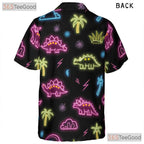 Funny Neon Dinosaur Hawaiian Shirt- Unisex Tropical Cool Summer Button-Up