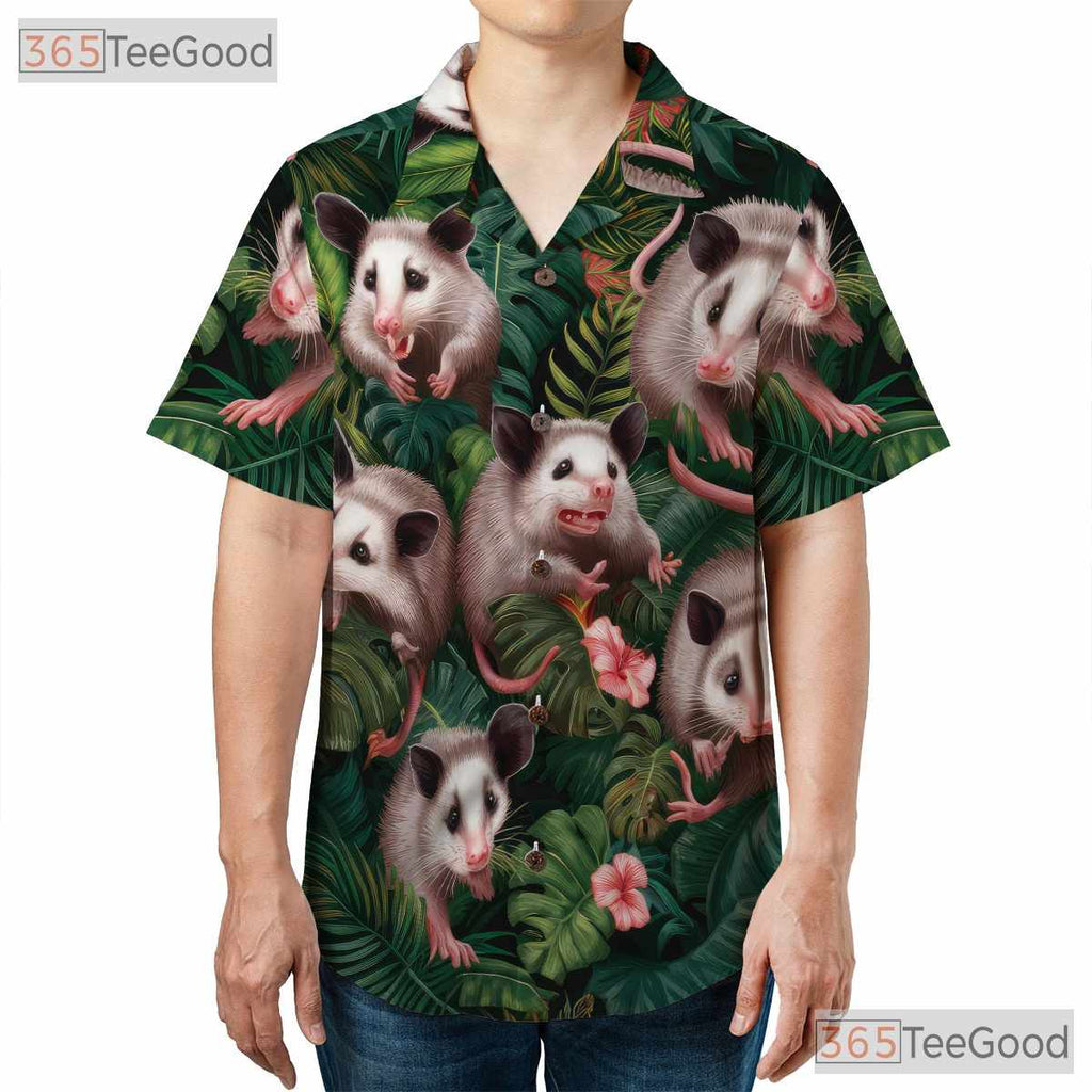 Funny Opossum Tropical Aloha Shirt Men Women Summer Vacation Wear
