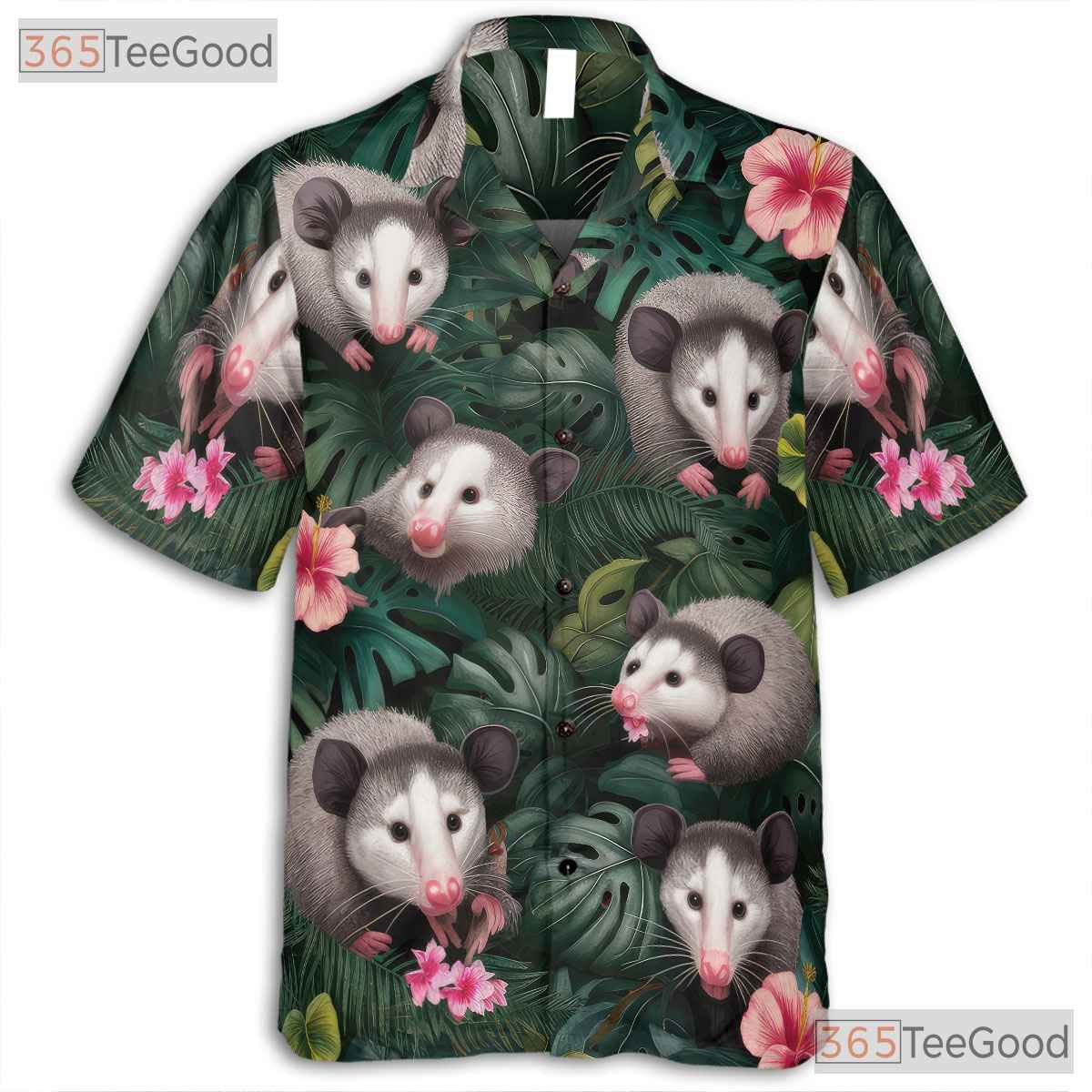 Funny Opossum Tropical Hawaiian Shirt Unisex Jungle Animal Print