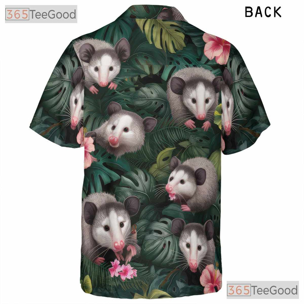 Funny Opossum Tropical Hawaiian Shirt Unisex Jungle Animal Print