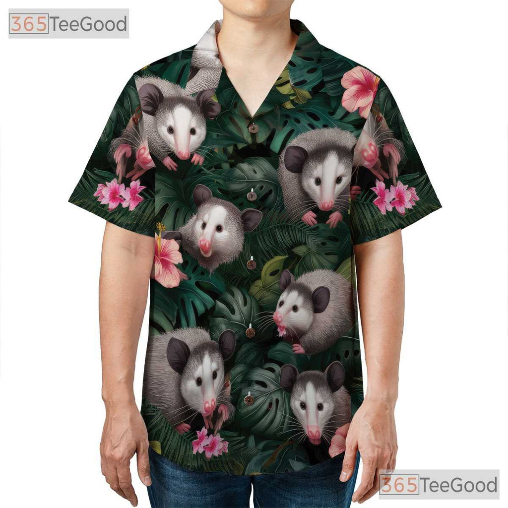 Funny Opossum Tropical Hawaiian Shirt Unisex Jungle Animal Print