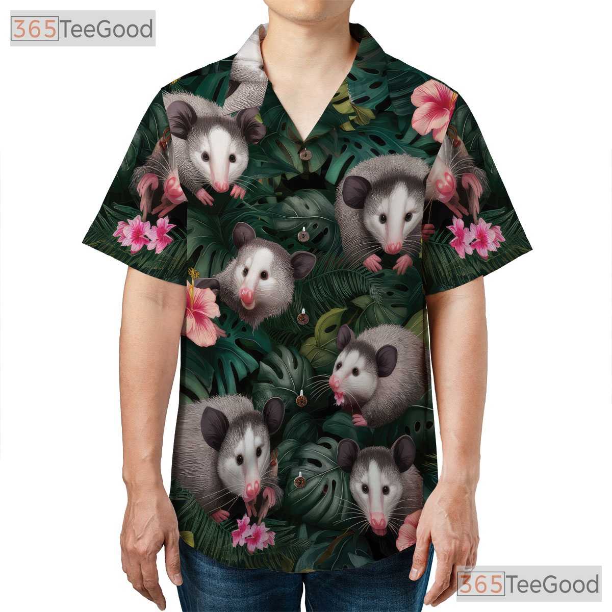 Funny Opossum Tropical Hawaiian Shirt Unisex Jungle Animal Print