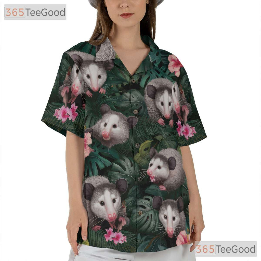 Funny Opossum Tropical Hawaiian Shirt Unisex Jungle Animal Print