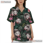 Funny Opossum Tropical Hawaiian Shirt Unisex Jungle Animal Print