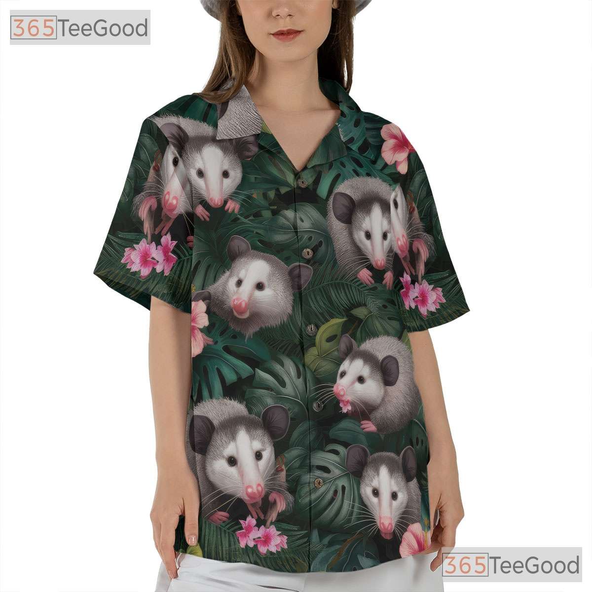 Funny Opossum Tropical Hawaiian Shirt Unisex Jungle Animal Print