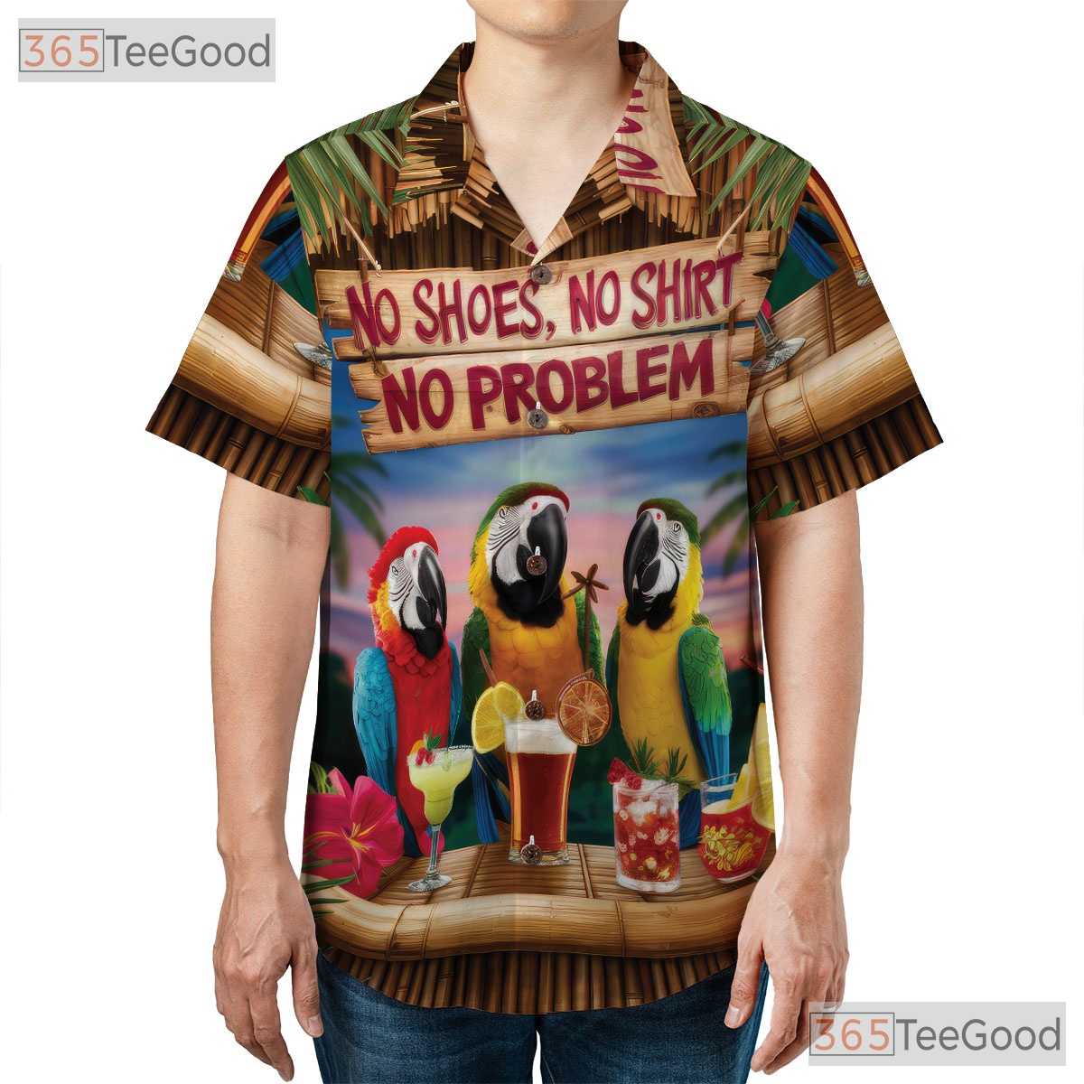 Funny Parrot Relaxed Aloha Beach Vacation Hawaiian Tee Unisex Summer Outfit