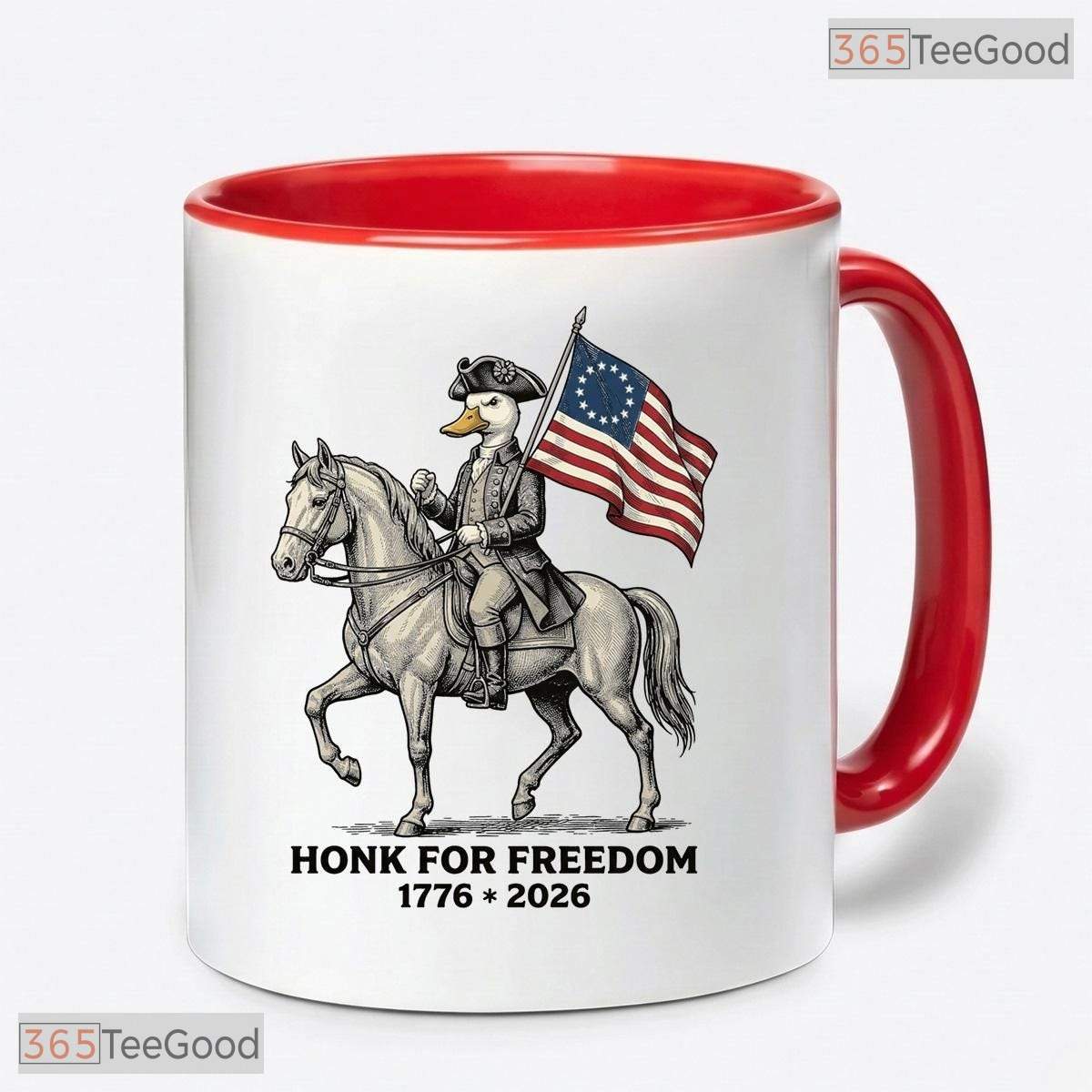 Funny Patriotic Goose America 250th Anniversary Mug - USA 4th of July Ceramic Accent Mug