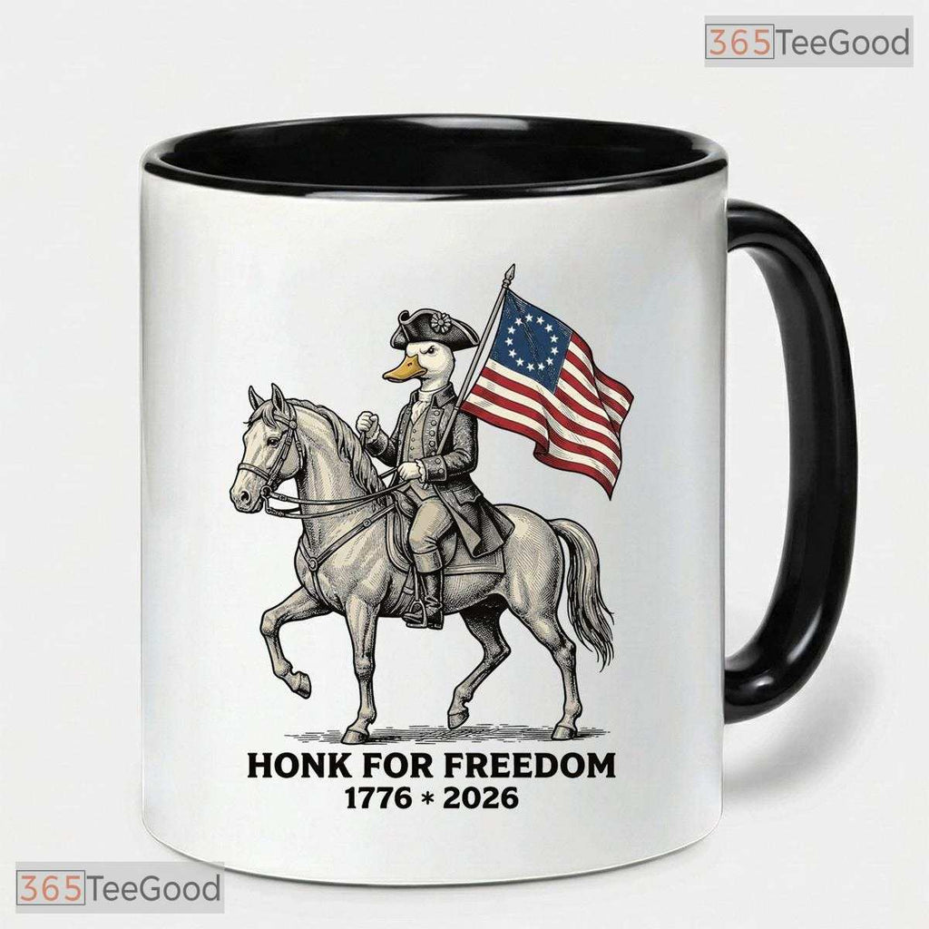 Funny Patriotic Goose America 250th Anniversary Mug - USA 4th of July Ceramic Accent Mug