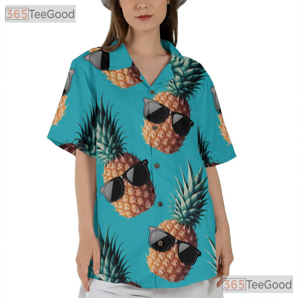 Funny Pineapple Glasses Hawaiian Tee- Unisex Luau Party Summer Vacation Top