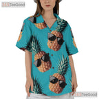 Funny Pineapple Glasses Hawaiian Tee- Unisex Luau Party Summer Vacation Top
