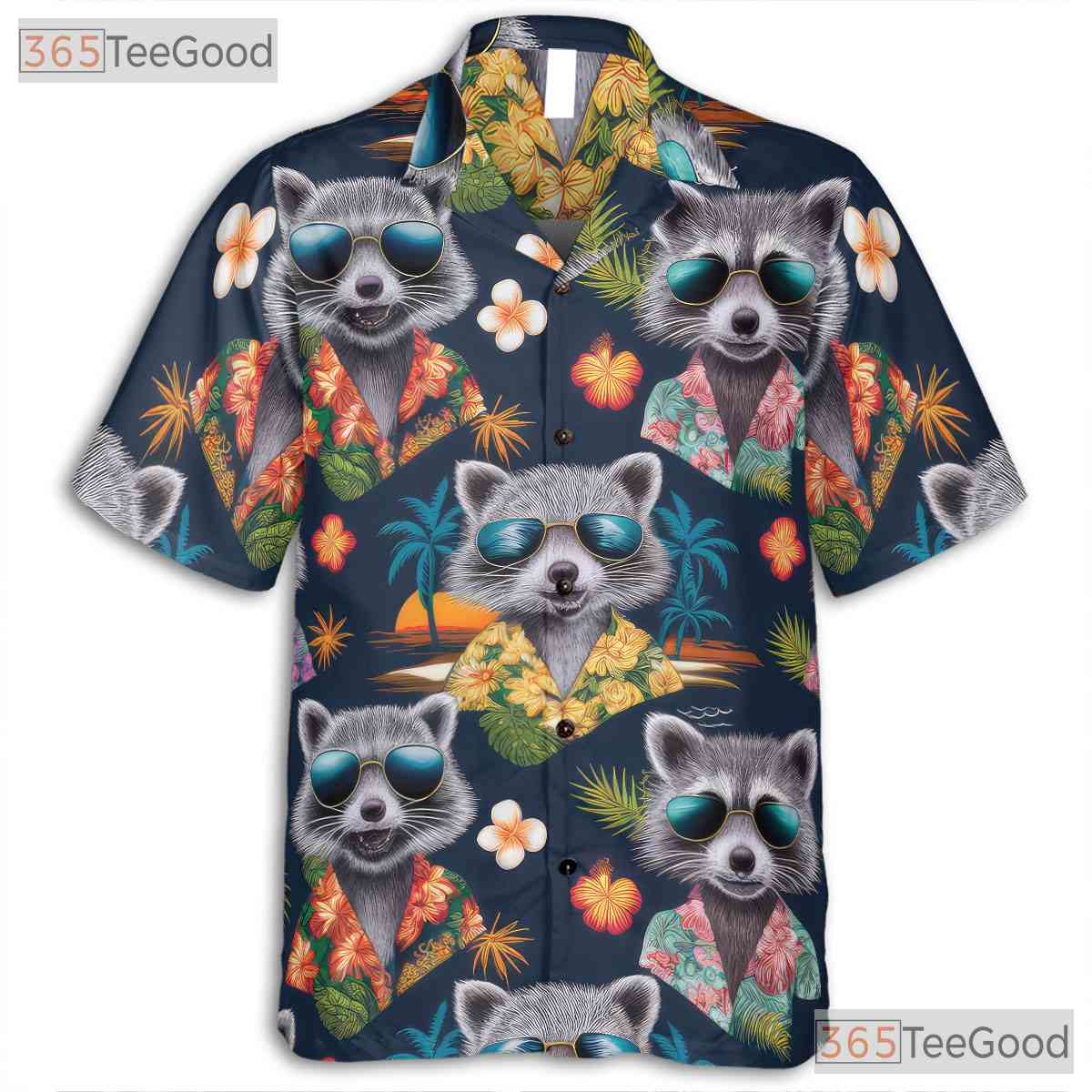 Funny Raccoon Animal Print Summer Beach Party Hawaiian Shirt Unisex Aloha Outfit