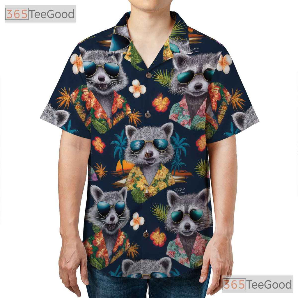 Funny Raccoon Animal Print Summer Beach Party Hawaiian Shirt Unisex Aloha Outfit