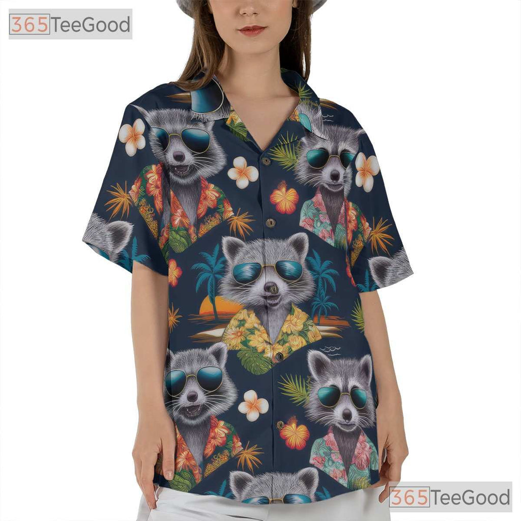Funny Raccoon Animal Print Summer Beach Party Hawaiian Shirt Unisex Aloha Outfit