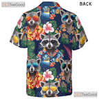 Funny Raccoon Tropical Aloha Animal Print Hawaiian Shirt Unisex Summer Party Top