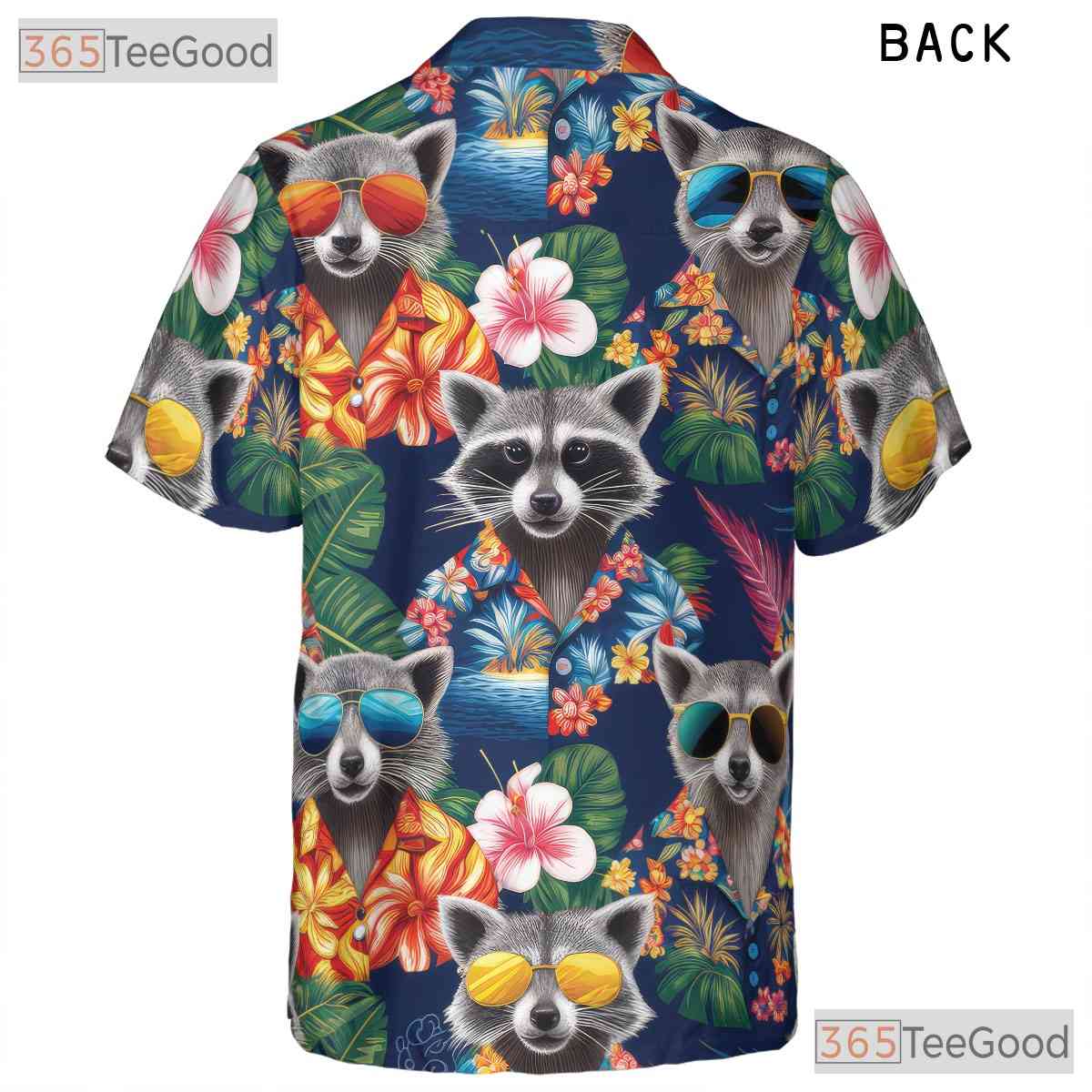 Funny Raccoon Tropical Aloha Animal Print Hawaiian Shirt Unisex Summer Party Top