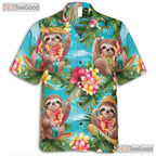 Funny Sloth Aloha Shirt Summer, Tropical Beach Vibes for Men & Women