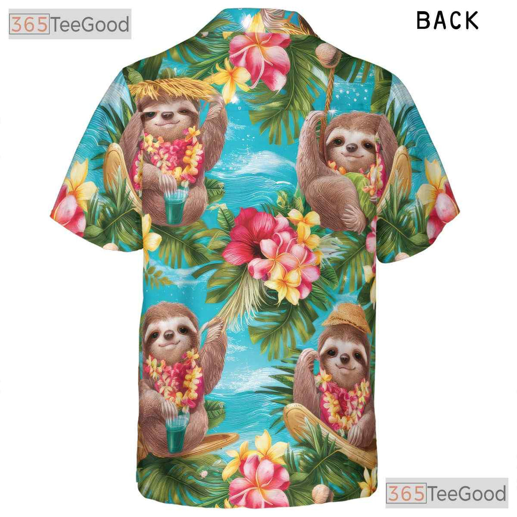 Funny Sloth Aloha Shirt Summer, Tropical Beach Vibes for Men & Women