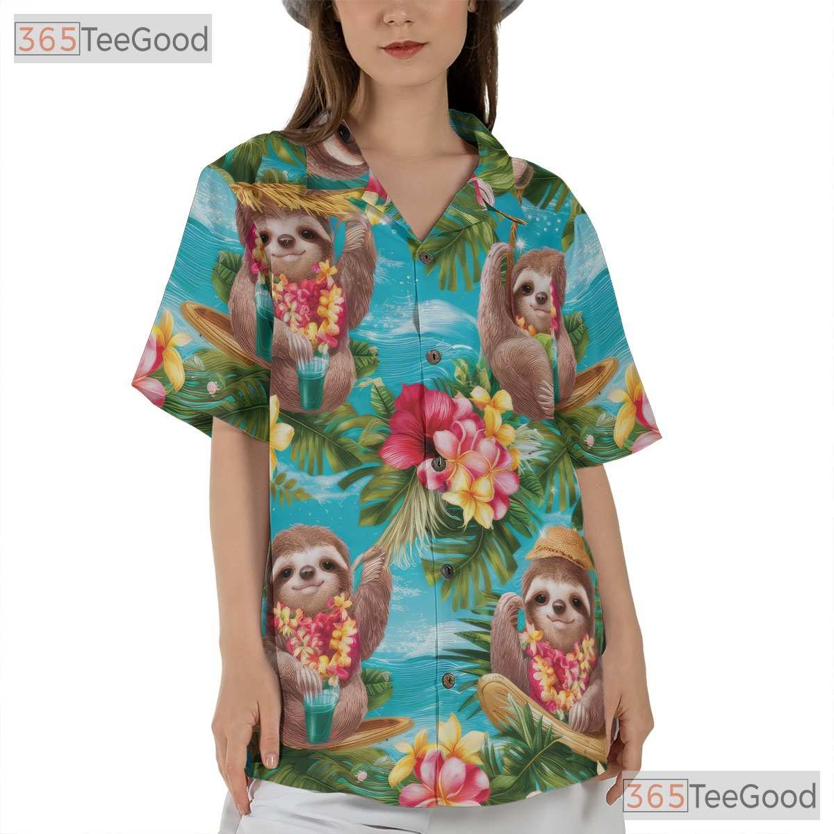 Funny Sloth Aloha Shirt Summer, Tropical Beach Vibes for Men & Women