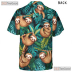 Funny Sloth Hawaiian Shirt - Women's Tropical Jungle Animal Print Tee