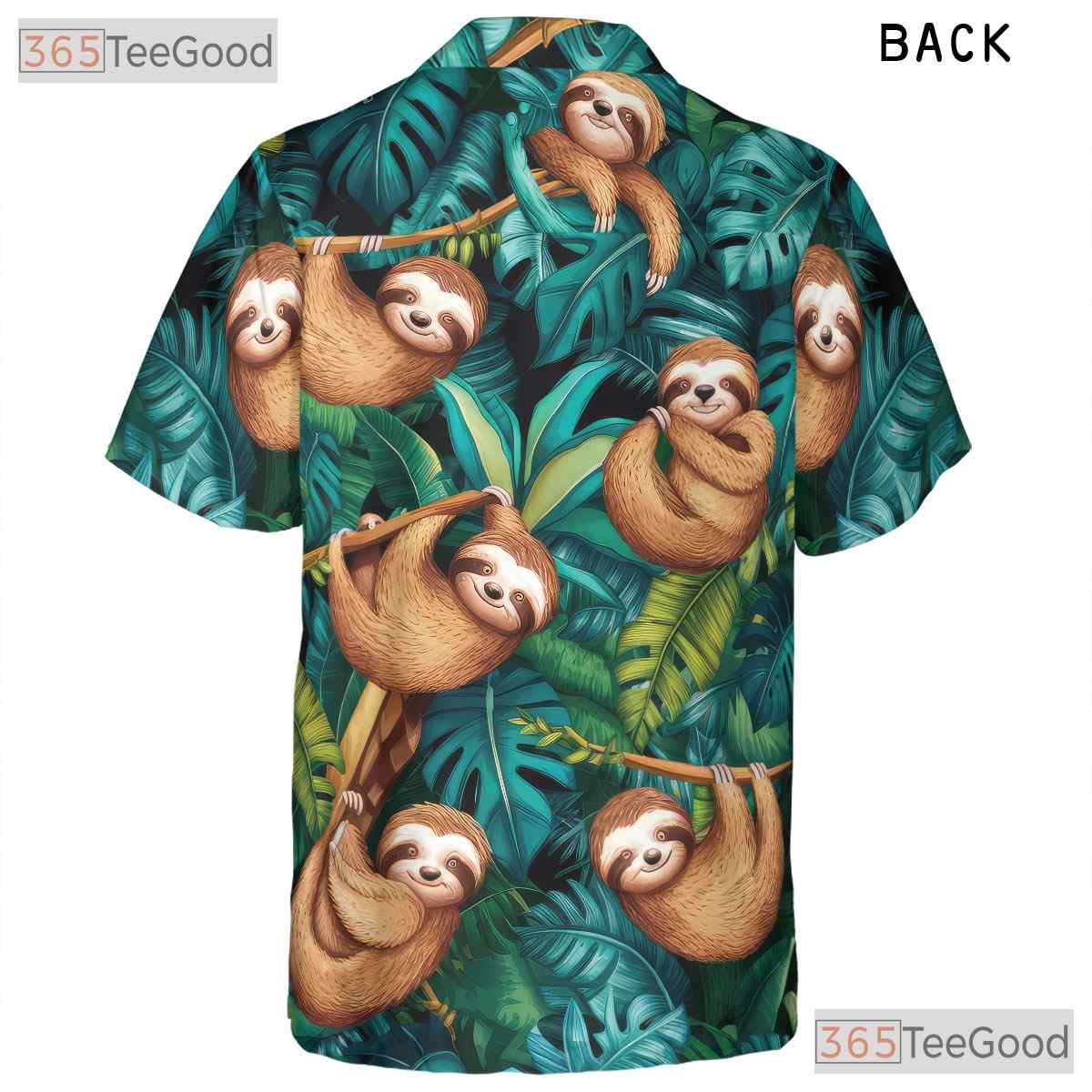 Funny Sloth Hawaiian Shirt - Women's Tropical Jungle Animal Print Tee