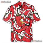 Funny Spicy Chili Pepper Hot Cartoon Summer Aloha Hawaiian Tee Unisex Outfit