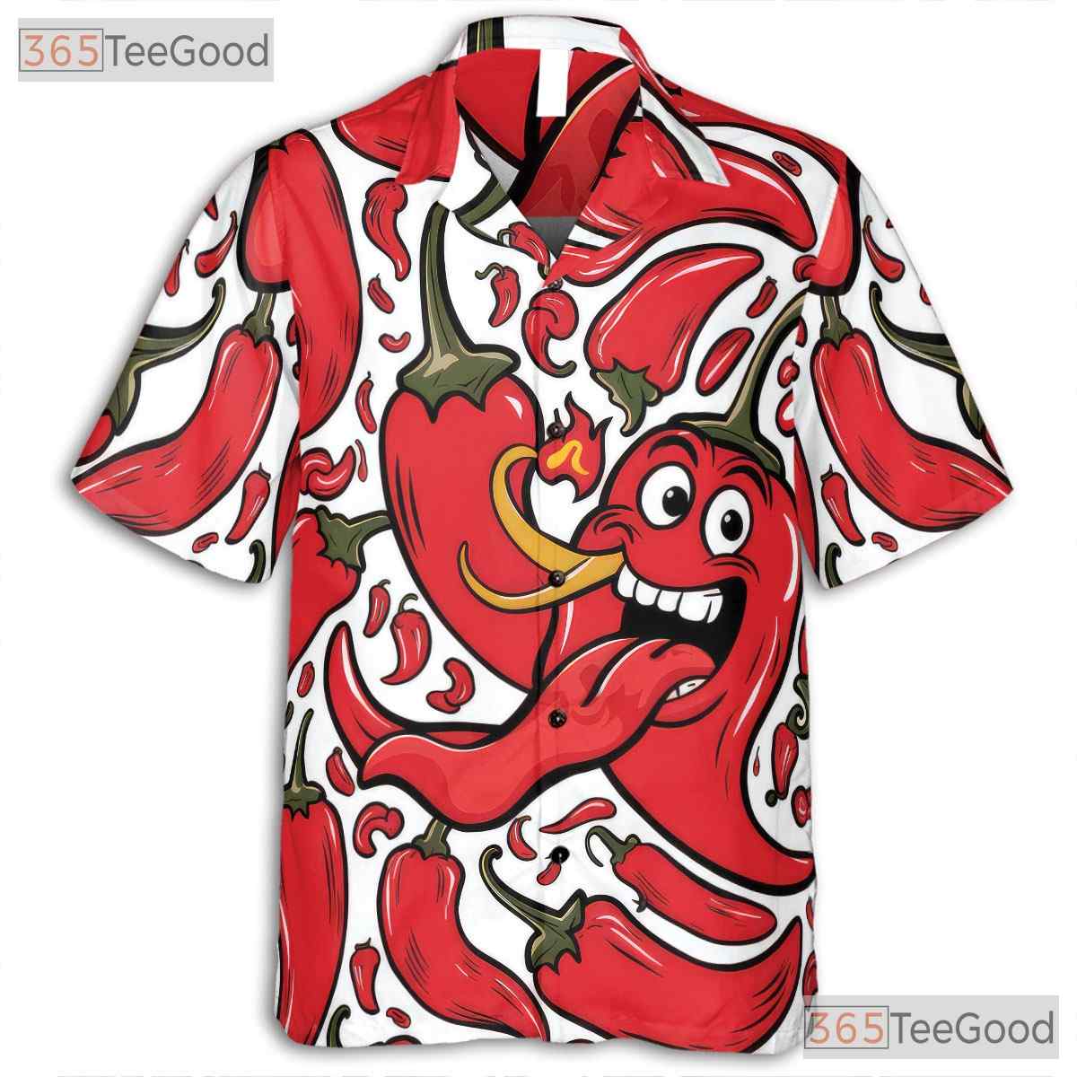 Funny Spicy Chili Pepper Hot Cartoon Summer Aloha Hawaiian Tee Unisex Outfit
