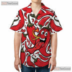 Funny Spicy Chili Pepper Hot Cartoon Summer Aloha Hawaiian Tee Unisex Outfit
