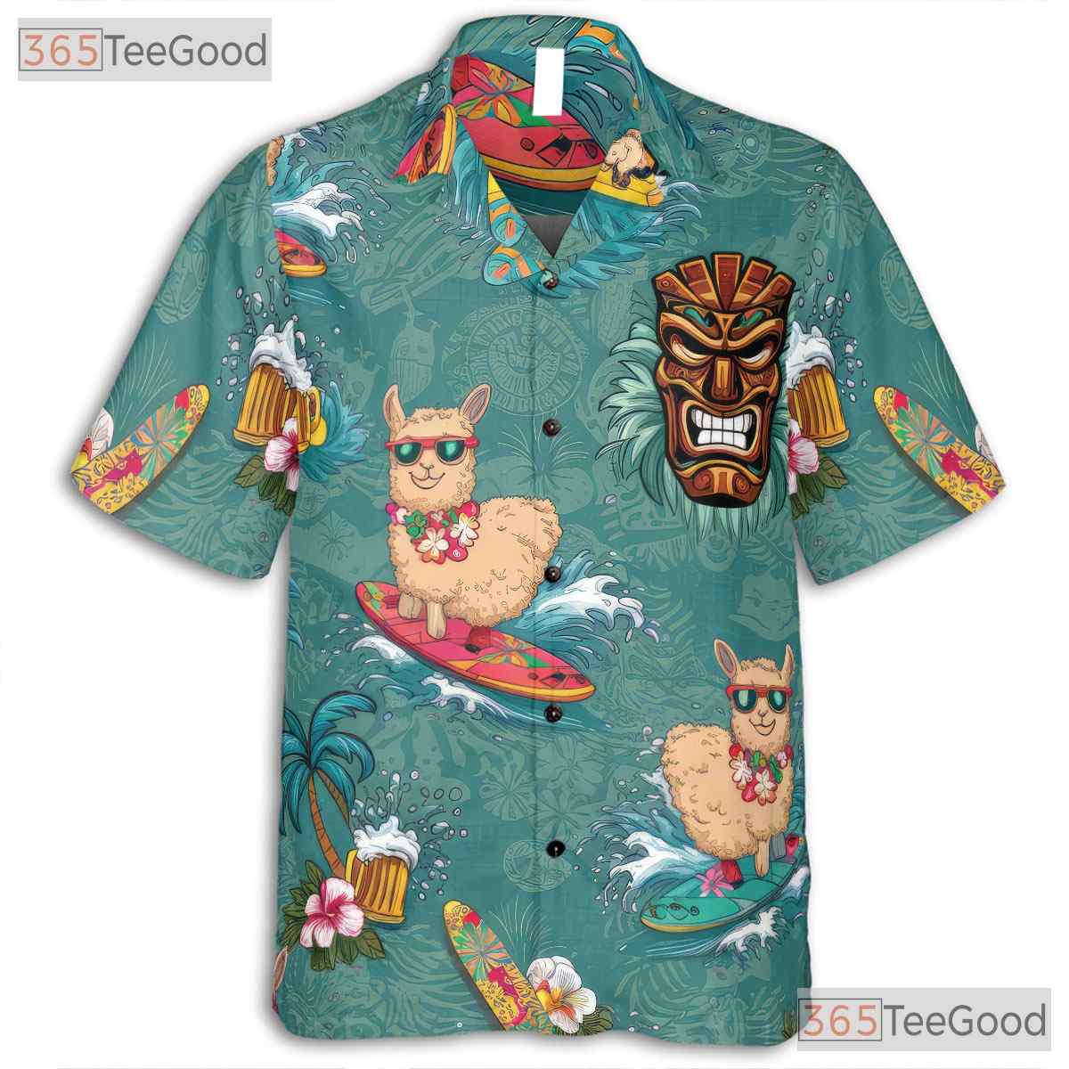 Funny Surfing Alpaca Hawaiian Shirt Men Women, Tiki Beach Party Top