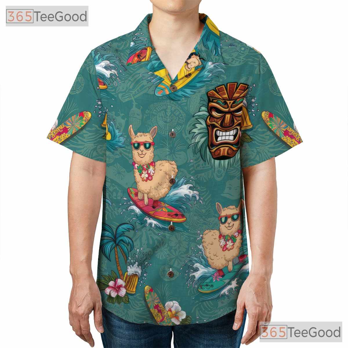 Funny Surfing Alpaca Hawaiian Shirt Men Women, Tiki Beach Party Top