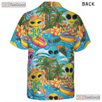 Funny Surfing Extraterrestrial Alien Hawaiian Shirt Unisex Beach Aloha Pattern