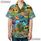 Funny Surfing Extraterrestrial Alien Hawaiian Shirt Unisex Beach Aloha Pattern