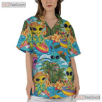 Funny Surfing Extraterrestrial Alien Hawaiian Shirt Unisex Beach Aloha Pattern