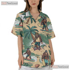 Funny Surfing Sasquatch Bigfoot Hawaiian Tee Unisex Tropical Beach Party Outfit