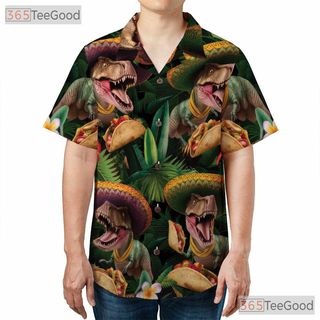 Funny T-Rex Dinosaur Taco Party Hawaiian Shirt - Unisex Aloha Style Tee