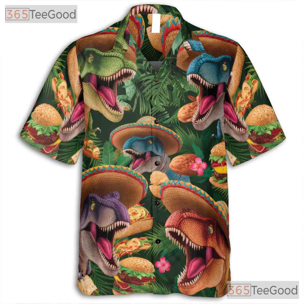 Funny T-Rex Taco Dinosaur Hawaiian Shirt - Unisex Aloha Beach Party Tee