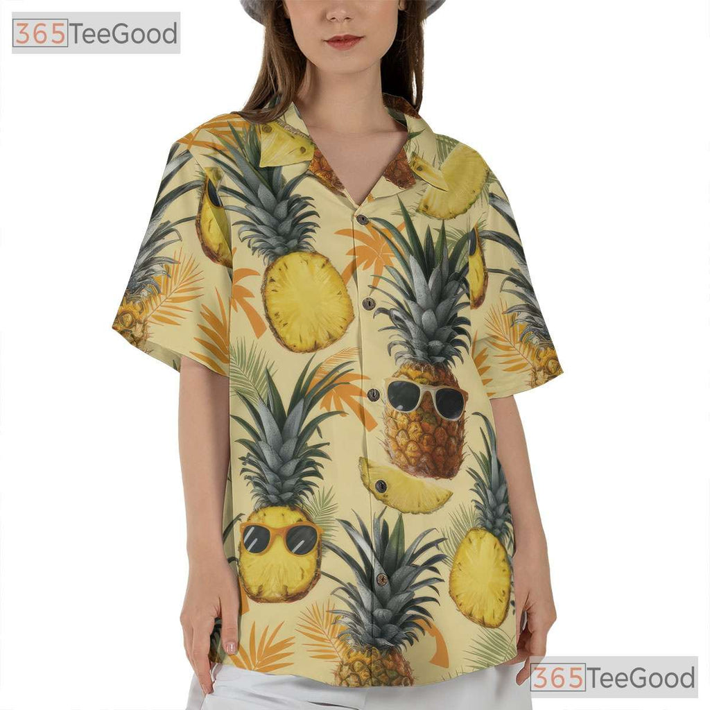 Funny Tropical Fruit Pineapple Aloha Hawaiian Shirt Unisex Beachwear Summer Top