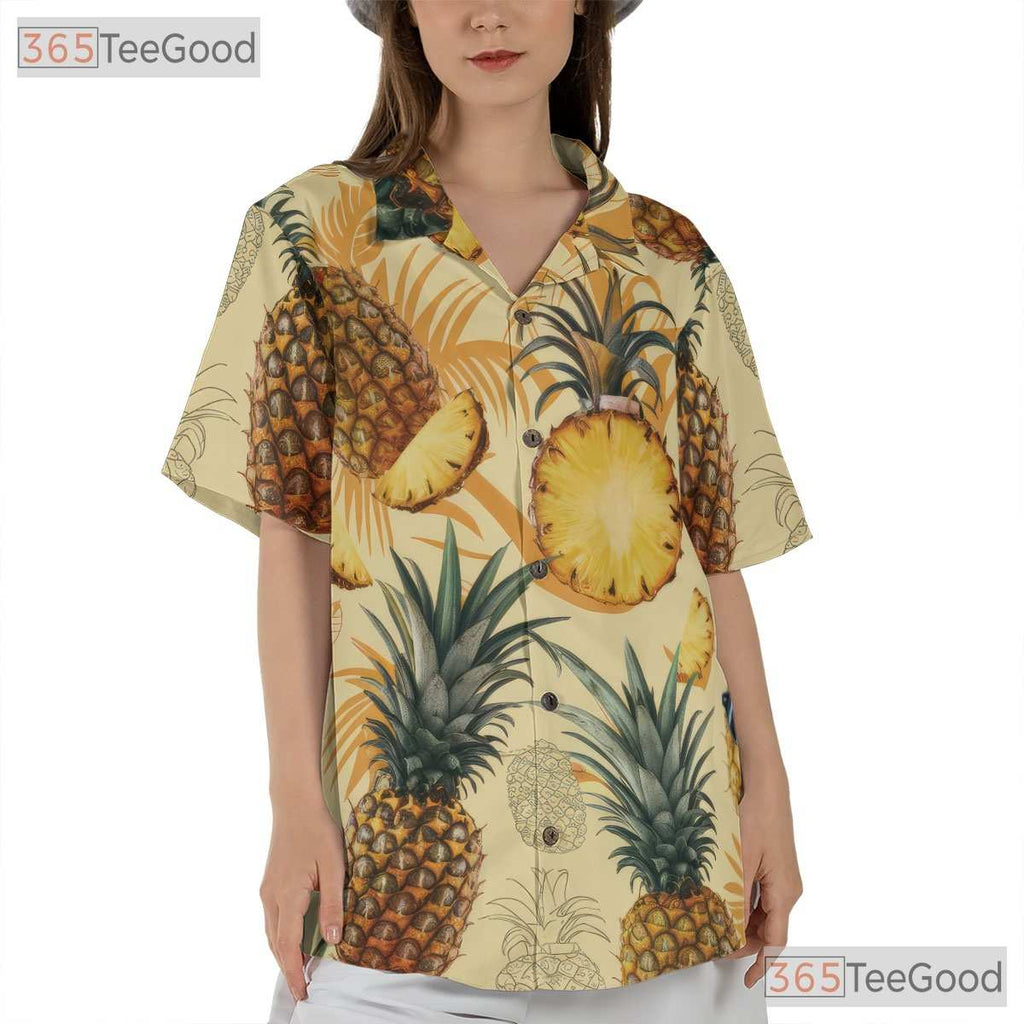 Funny Tropical Pineapple Aloha Hawaiian Tee Unisex Beach Party Outfit Men Women